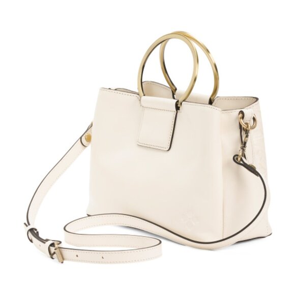 PATRICIA NASH Leather Empoli Tooled Satchel With Metal Handles And Strap NWT - Picture 4 of 4